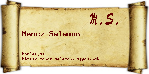 Mencz Salamon névjegykártya
